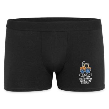 Traktor Trecker Spruch - Männer Boxer Shorts - Schwarz - Vorne
