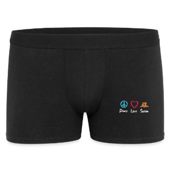 Frieden Liebe Schwimmen - Männer Boxer Shorts - Schwarz - Vorne
