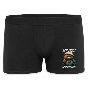 Katze Ich Muss Gar Nichts Nein Nö Faulenzer Katzen - Männer Boxer Shorts - Schwarz - Vorne