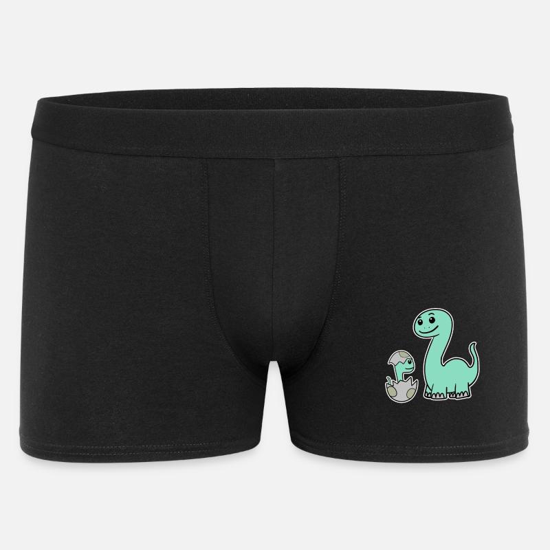 Dinosaurier mit Baby Dinosaurier - Männer Boxer Shorts - Schwarz