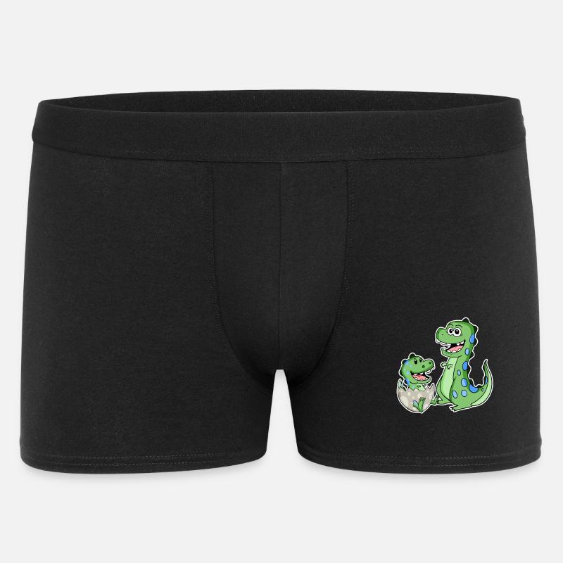 Dinosaurier mit Baby Dinosaurier - Männer Boxer Shorts - Schwarz