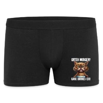 Guten Morgen? Ganz Dünnes Eis! Katze Kaffee - Männer Boxer Shorts - Schwarz - Vorne