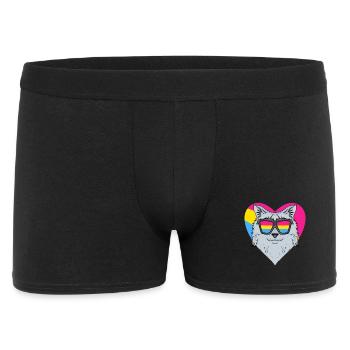 Pansexuell Katze Sibirische Katze Herz Geschenk - Männer Boxer Shorts - Schwarz - Vorne