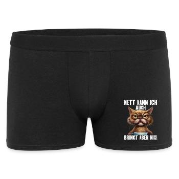 Nett Kann Ich Auch Bringt Aber Nix - Männer Boxer Shorts - Schwarz - Vorne