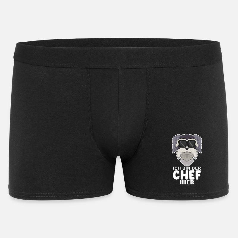 cooler Hund Schnauzer Chef Spruch - Männer Boxer Shorts - Schwarz