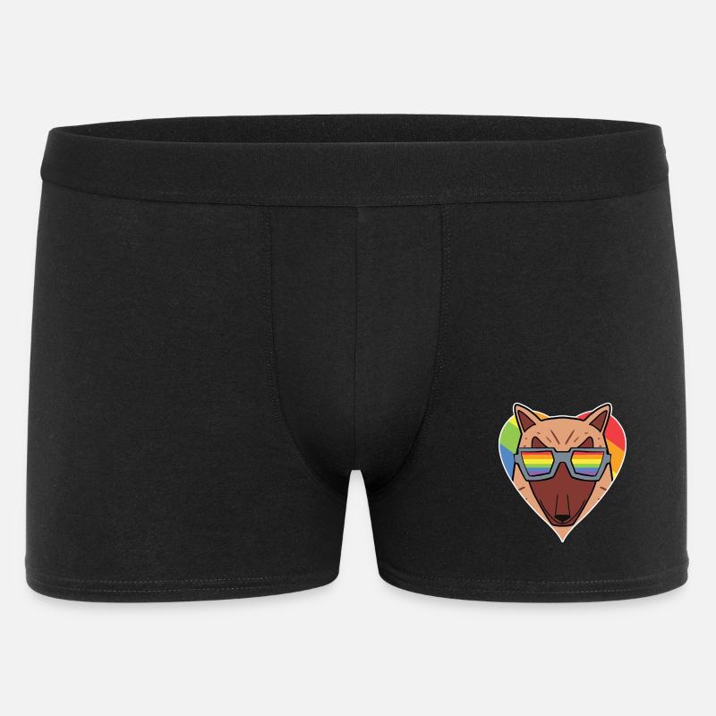 Regenbogen - Hund mit Brille - Männer Boxer Shorts - Schwarz