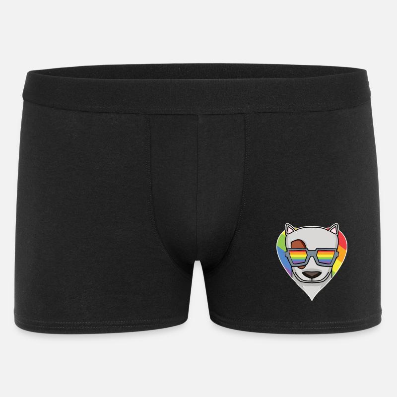 Regenbogen - Hund mit Brille - Bullterrier - Männer Boxer Shorts - Schwarz