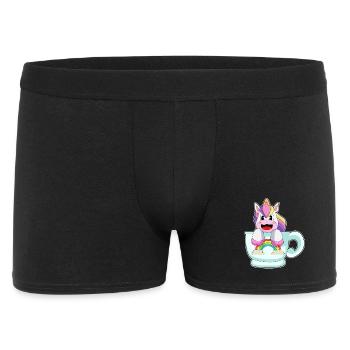 Einhorn Tasse Regenbogen - Männer Boxer Shorts - Schwarz - Vorne