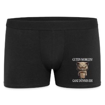 GUTEN MORGEN? GANZ DÜNNES EIS - Männer Boxer Shorts - Schwarz - Vorne