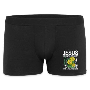 Jesus is not a religion it s a relationship - Männer Boxer Shorts - Schwarz - Vorne
