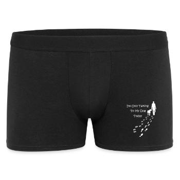 Talking to my dog - Hund gemeinsam Gassi Geschenk - Männer Boxer Shorts - Schwarz - Vorne