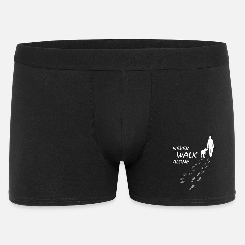 Never walk alone - Hund Gassi Geschenk - Männer Boxer Shorts - Schwarz