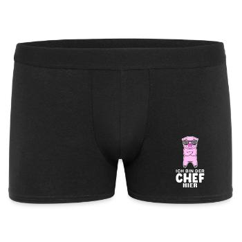 cooles Schwein Chef Spruch - Männer Boxer Shorts - Schwarz - Vorne