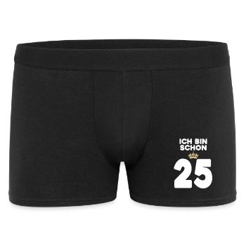 25. Geburtstag Geschenk - 25 Jahre mit Krone - Männer Boxer Shorts - Schwarz - Vorne