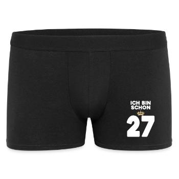 27. Geburtstag Geschenk - 27 Jahre mit Krone - Männer Boxer Shorts - Schwarz - Vorne