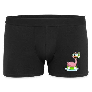 Flamingo Schwimmen Schwimmring Sommer - Männer Boxer Shorts - Schwarz - Vorne