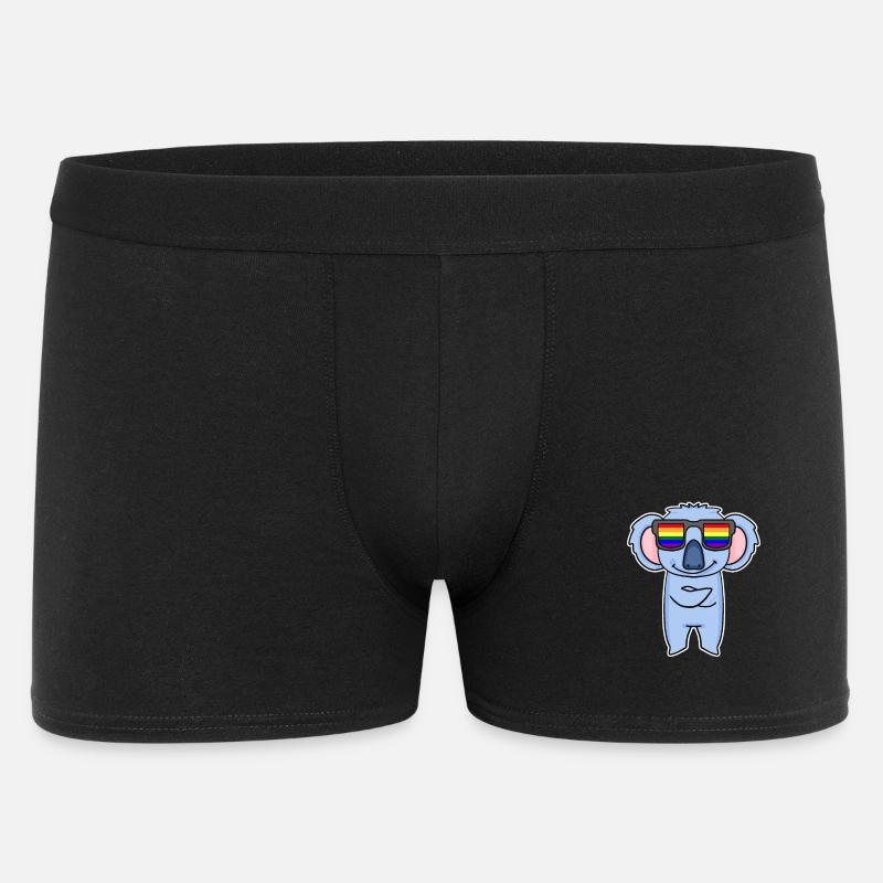 Regenbogen - Koala mit Brille - Männer Boxer Shorts - Schwarz