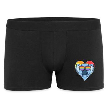 Regenbogen - Koala mit Brille und Herz - Männer Boxer Shorts - Schwarz - Vorne