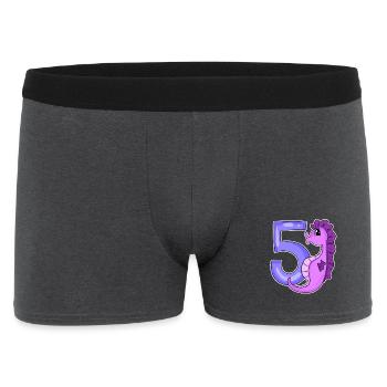 5th Birthday Motif Seahorse - Five Years Old - Men's Boxer Shorts - charcoal grey - Front