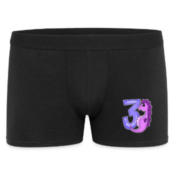 3. Geburtstag Motiv Seepferd - drei Jahre alt - Männer Boxer Shorts - Schwarz - Vorne