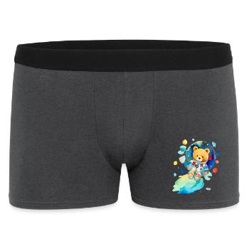 Teddy im Weltall - Männer Boxer Shorts - Anthrazit - Vorne