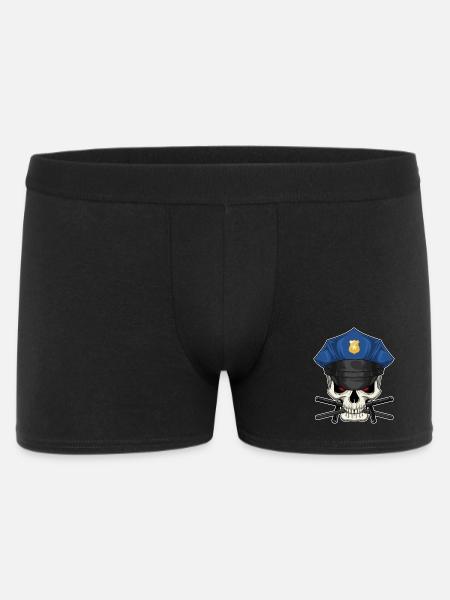 Skull Policeman Baton Police - Men's Boxer Shorts - black