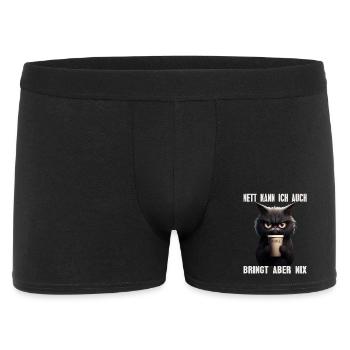 Nett Kann Ich Auch Bringt Aber Nix Schwarze Katze - Männer Boxer Shorts - Schwarz - Vorne