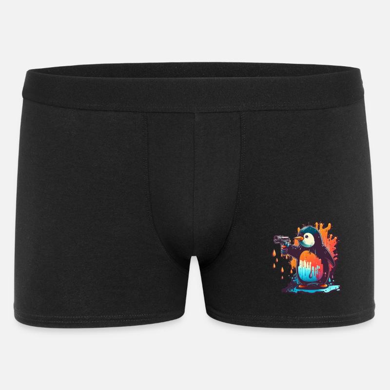 Penguin with pulled kolt - Men's Boxer Shorts - black