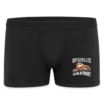Offizielles Schlafshirt Faultier Morgenmuffel - Männer Boxer Shorts - Schwarz - Vorne
