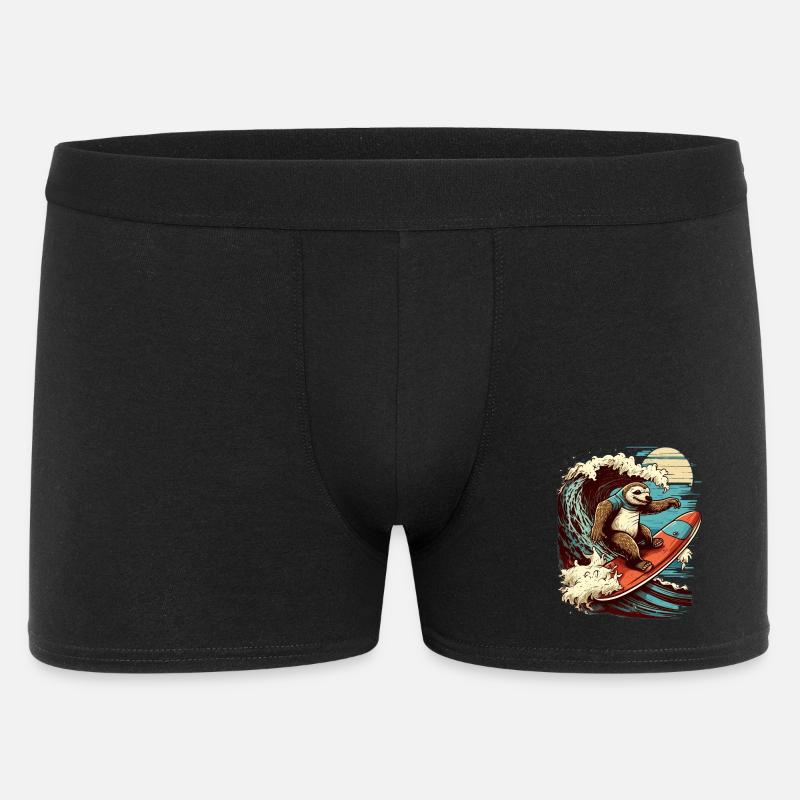 Cool sloth surfing in the moonlight - Men's Boxer Shorts - black