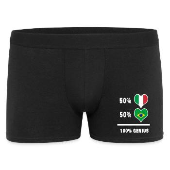 100% fantastische Flaggen von Brasilien und Italien - Männer Boxer Shorts - Schwarz - Vorne