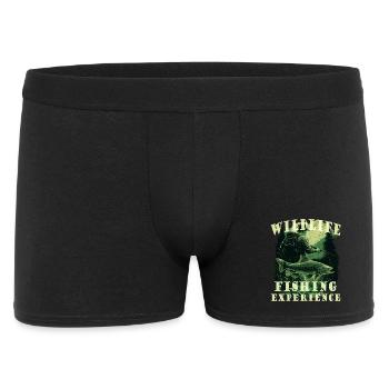 Angler auf der Jagd mit Schriftzug - Männer Boxer Shorts - Schwarz - Vorne
