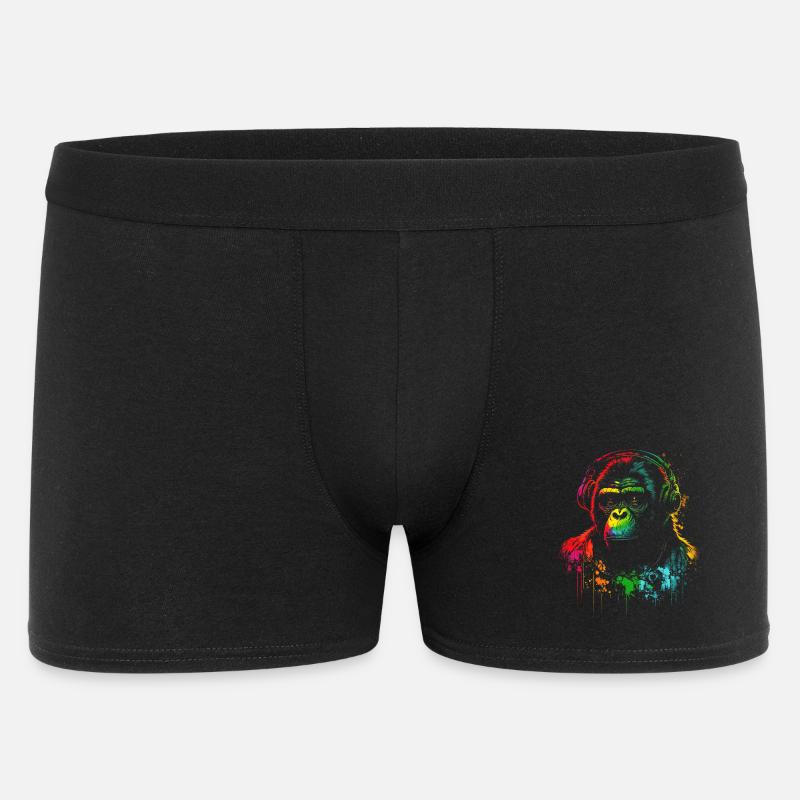 Regenbogen Gorilla Kopfhörer - Männer Boxer Shorts - Schwarz