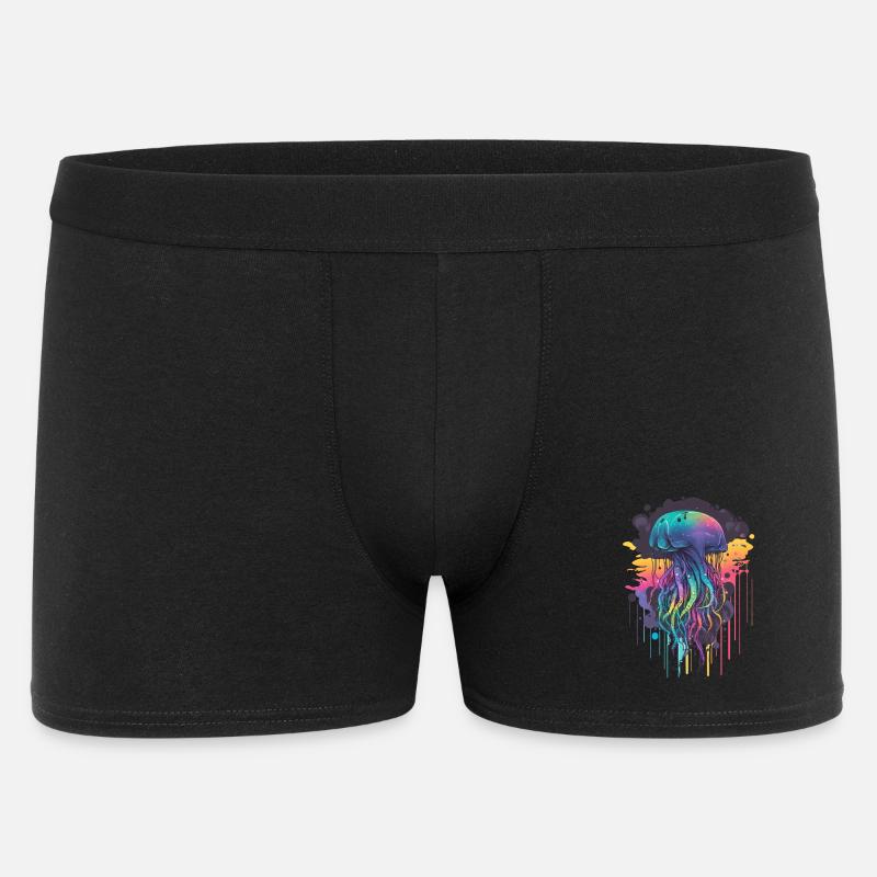 Bunte große Qualle - Männer Boxer Shorts - Schwarz