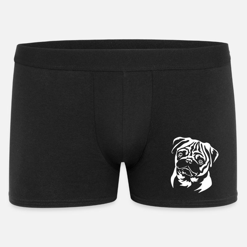 Mops Kopf "Black Edition" - Männer Boxer Shorts - Schwarz