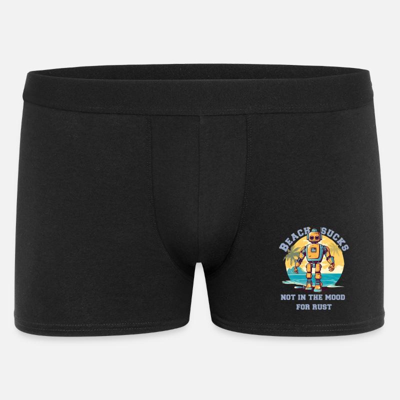 Roboter am Strad mit Schriftzug - Männer Boxer Shorts - Schwarz