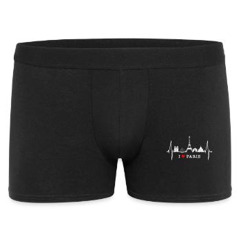 Paris Skyline Herzschlag Eiffelturm Frankreich - Männer Boxer Shorts - Schwarz - Vorne