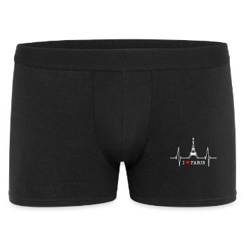 Paris Skyline Herzschlag Eiffelturm Frankreich - Männer Boxer Shorts - Schwarz - Vorne