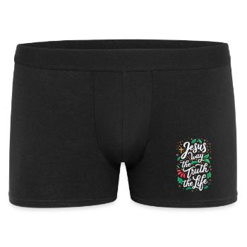 Jesus Way the Truth the Life - Männer Boxer Shorts - Schwarz - Vorne