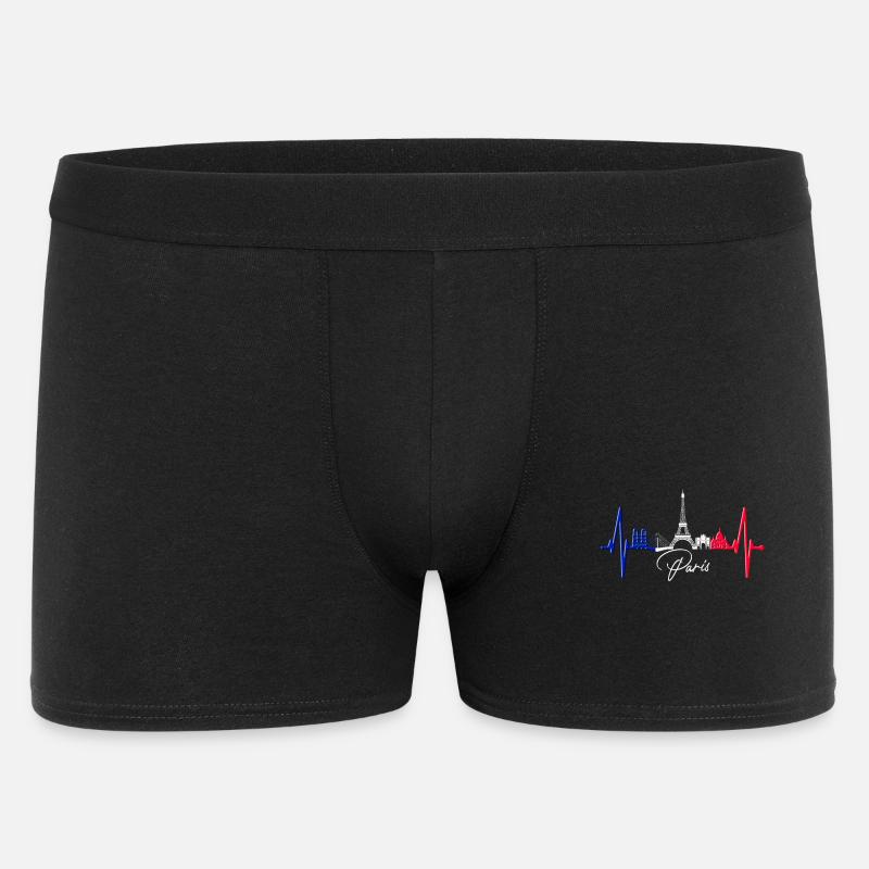 Paris Skyline Herzschlag Eiffelturm Frankreich - Männer Boxer Shorts - Schwarz