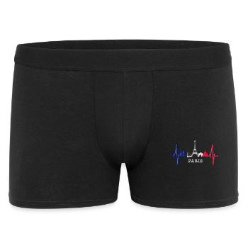 Paris Skyline Herzschlag Eiffelturm Frankreich - Männer Boxer Shorts - Schwarz - Vorne