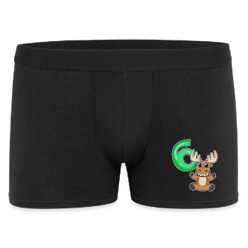 6 Geburtstag 6 Jahre alt mit Tier Motiv - sechs - Männer Boxer Shorts - Schwarz - Vorne