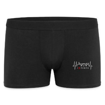 Porto Skyline Herzschlag Portugal Herz Love Porto - Männer Boxer Shorts - Schwarz - Vorne