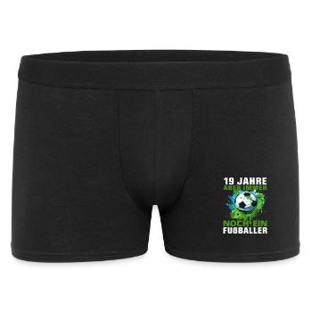 19 Geburtstag Fußballspieler Fußballer Spruch - Männer Boxer Shorts - Schwarz - Vorne