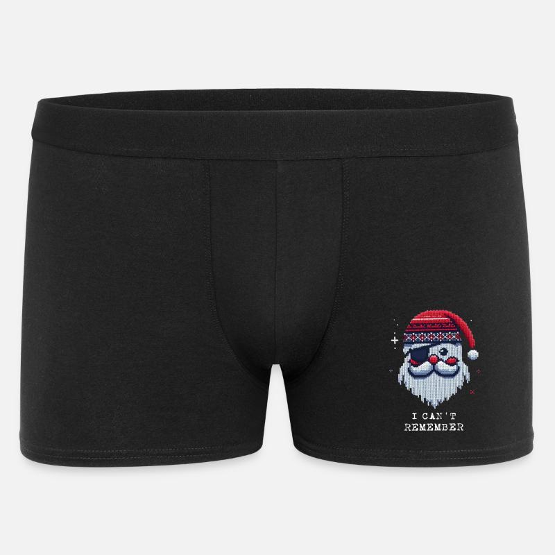 Weihnachtsmann mit Augenklappe Strickmuster - Männer Boxer Shorts - Schwarz