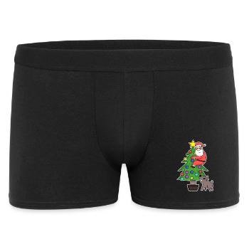 Weihnachtsmann auf dem Weihnachtsbaum - Männer Boxer Shorts - Schwarz - Vorne