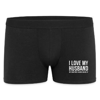 Funny Mom Wife Gift Shirt I Love My Husband - Men's Boxer Shorts - black - Front