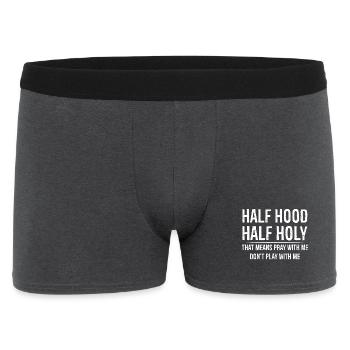 Halb Kapuze, halb heilig - Männer Boxer Shorts - Anthrazit - Vorne