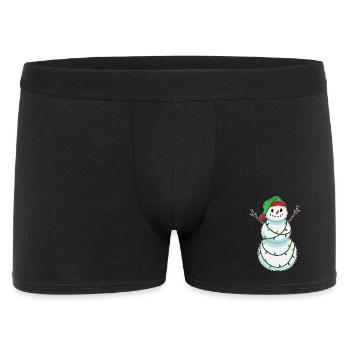 Bonhomme de neige Noël guirlandes lumineuses - Boxer Homme - noir - Devant