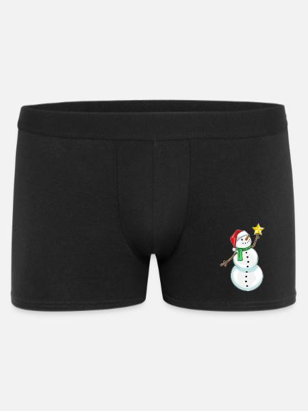 Snowman Christmas Poinsettia - Men's Boxer Shorts - black